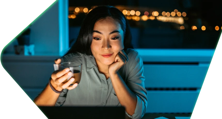 Woman researching at home