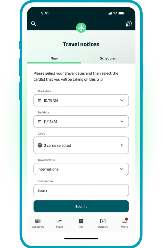 Self serve travel notifications